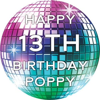 Disco Ball Birthday Sticker Purple green Hue