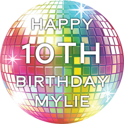 Disco Ball Birthday Stickers Rainbow