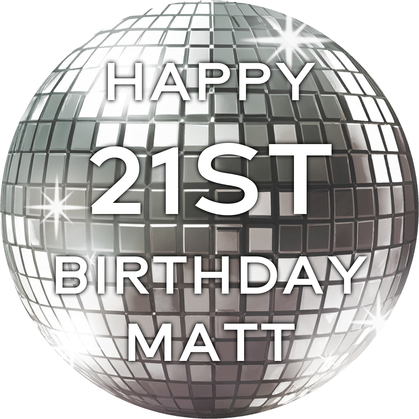 Disco Ball Birthday Sticker Silver