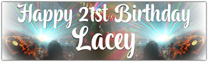 DJ Club Theme  Birthday Banner Personalised with happy age birthday and name