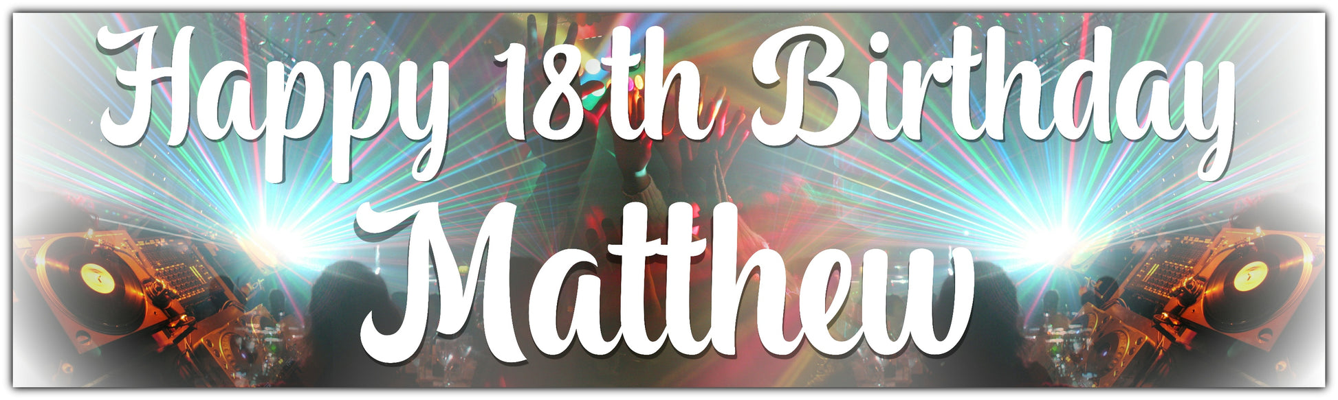 DJ Club Theme  Birthday Banner Personalised with happy age birthday and name