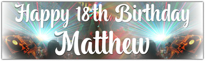 DJ Club Theme  Birthday Banner Personalised with happy age birthday and name