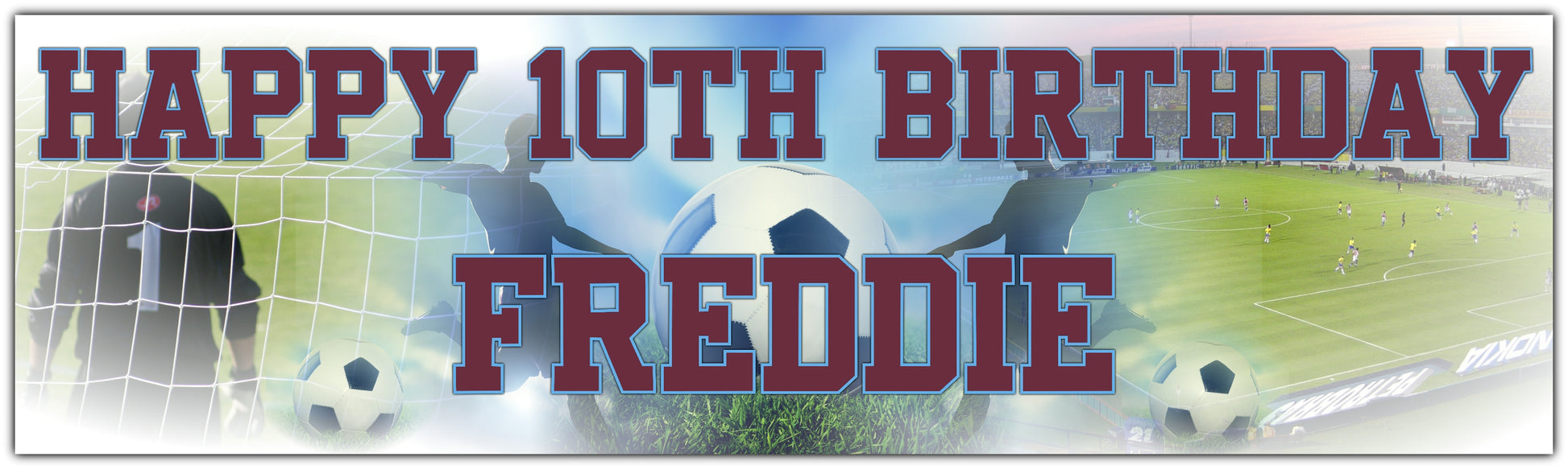 Personalised Football Banner Claret and Blue Text