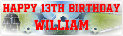 Personalised Football Banner Red and White Text