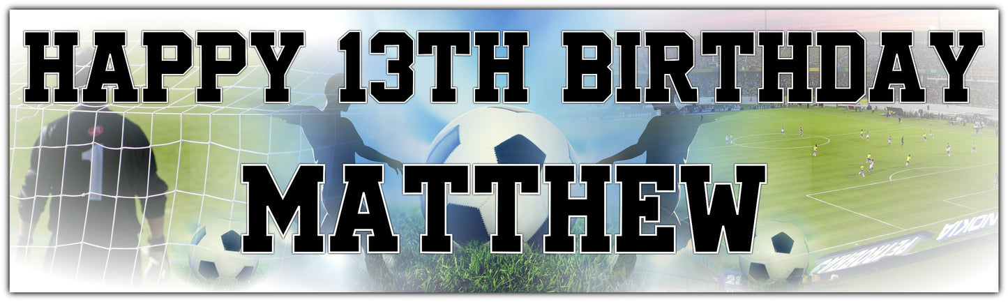 Personalised Football Banner Black And White Text