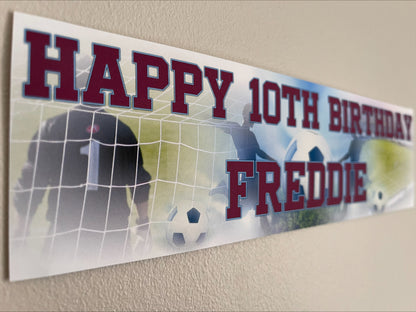 Personalised Football Banner Claret and Blue Text