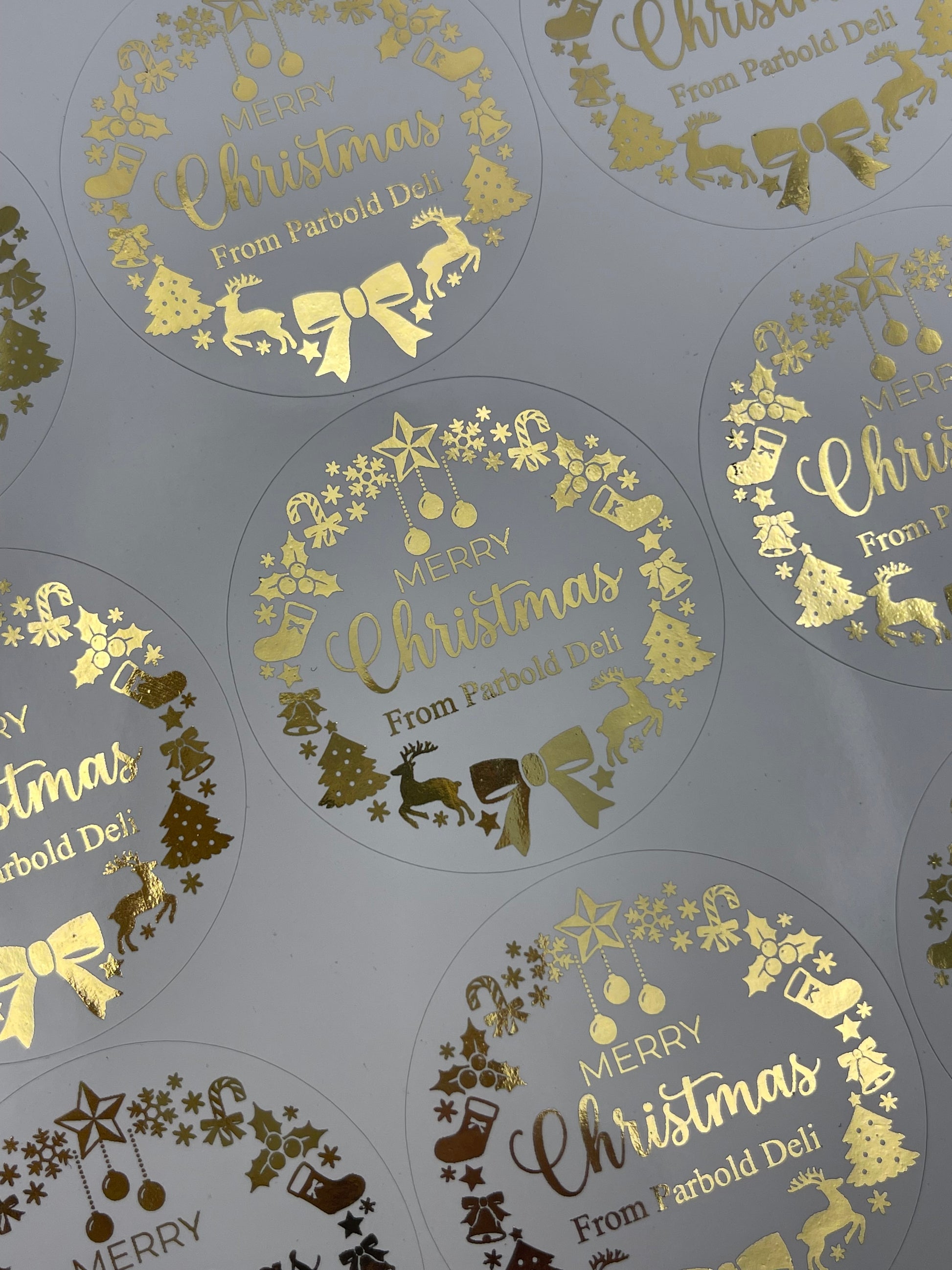 Personalised Christmas Wreath Labels Gold