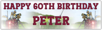Golf Birthday Celebration Banner personalised with name and age