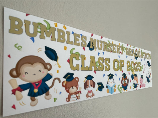Nursery Preschool Graduation banner personalised with name and class of 2025