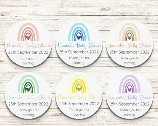 Boho Rainbow Baby Shower Personalised Stickers