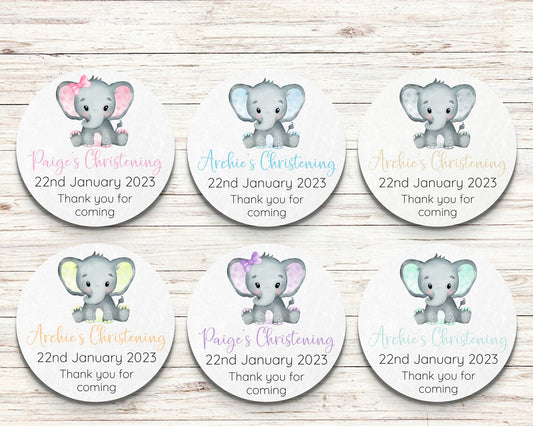 Baby Elephant Christening Stickers