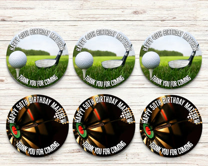 Golf Darts Personalised Birthday Stickers