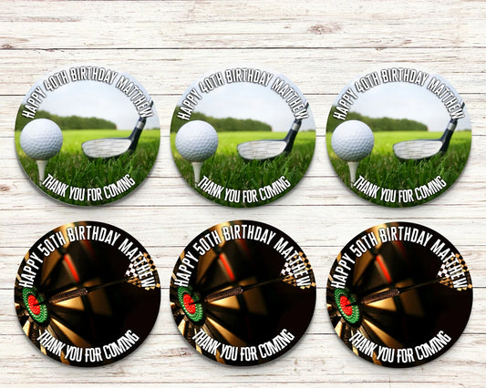 Golf Darts Personalised Birthday Stickers