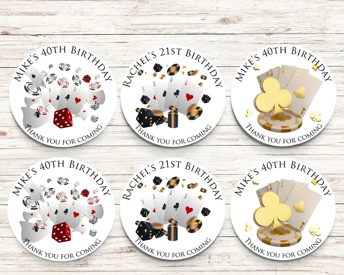 Casino Personalised Birthday Stickers