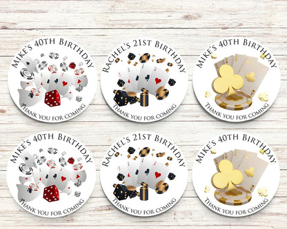 Casino Personalised Birthday Stickers