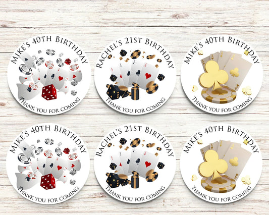 Casino Personalised Birthday Stickers