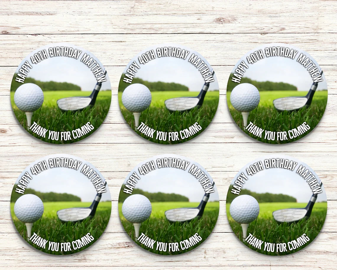 Golf Birthday Personalised Stickers