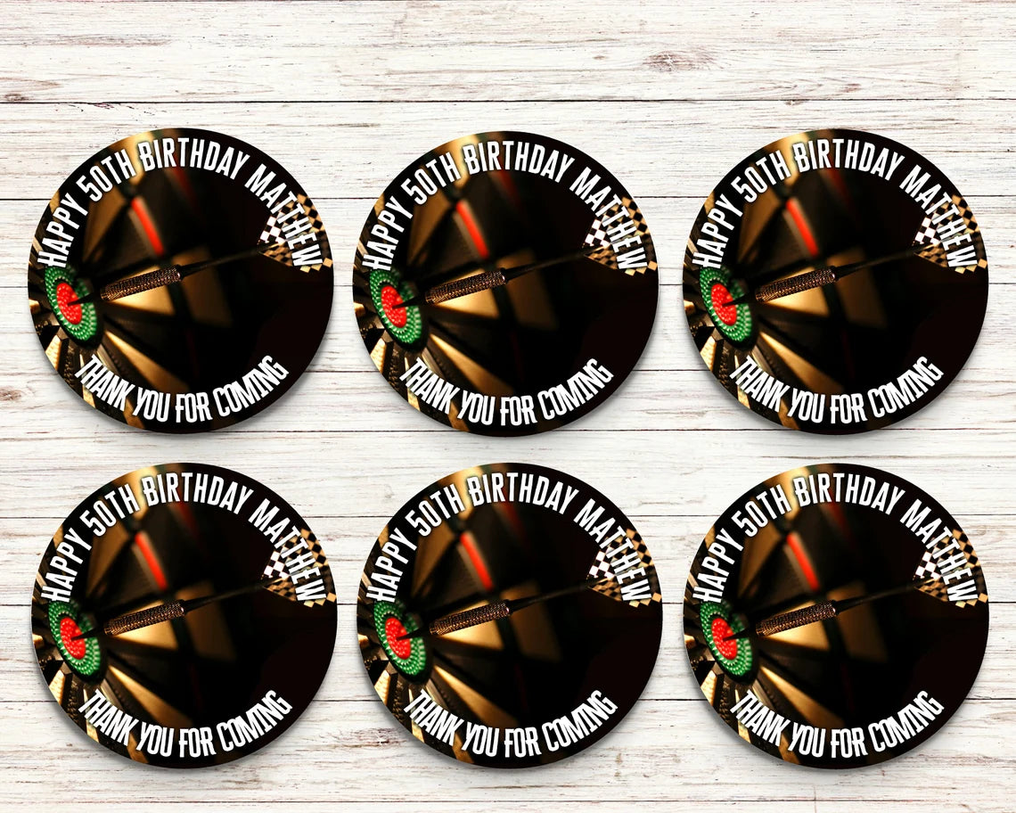 Darts Birthday Personalised Stickers