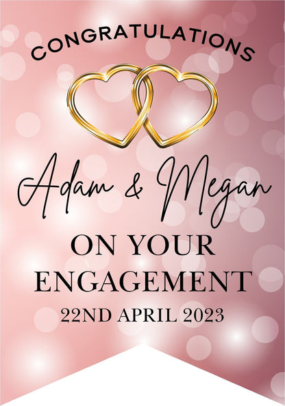 Personalised Wedding, Engagement or Anniversary Bunting with Gold/Silver hearts