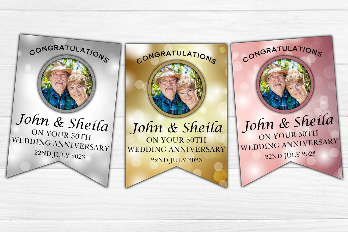 Personalised Engagement, Wedding day or Anniversary Photo Bunting Party Decoration