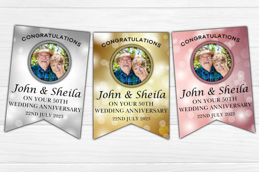Personalised Engagement, Wedding day or Anniversary Photo Bunting Party Decoration