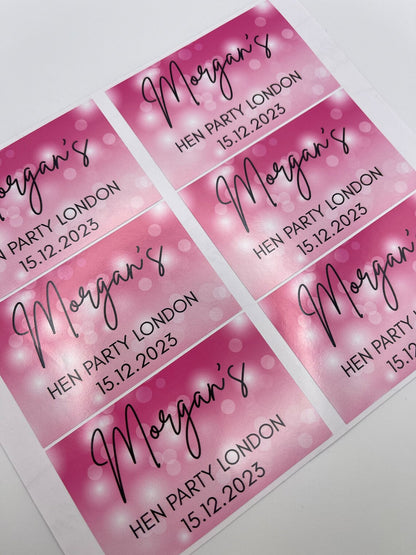 Personalised Mini Champagne Bottle label pack of 12 different colours available