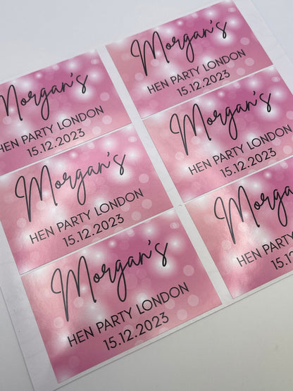 Personalised Mini Champagne Bottle label pack of 12 different colours available