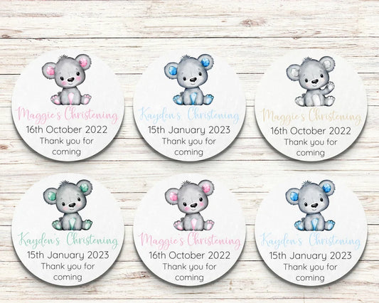 Christening Teddy Bear Personalised Stickers