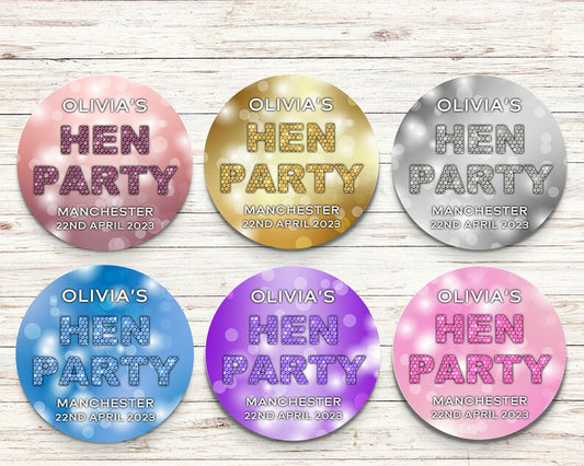 Glam Hen Party Personalised Stickers
