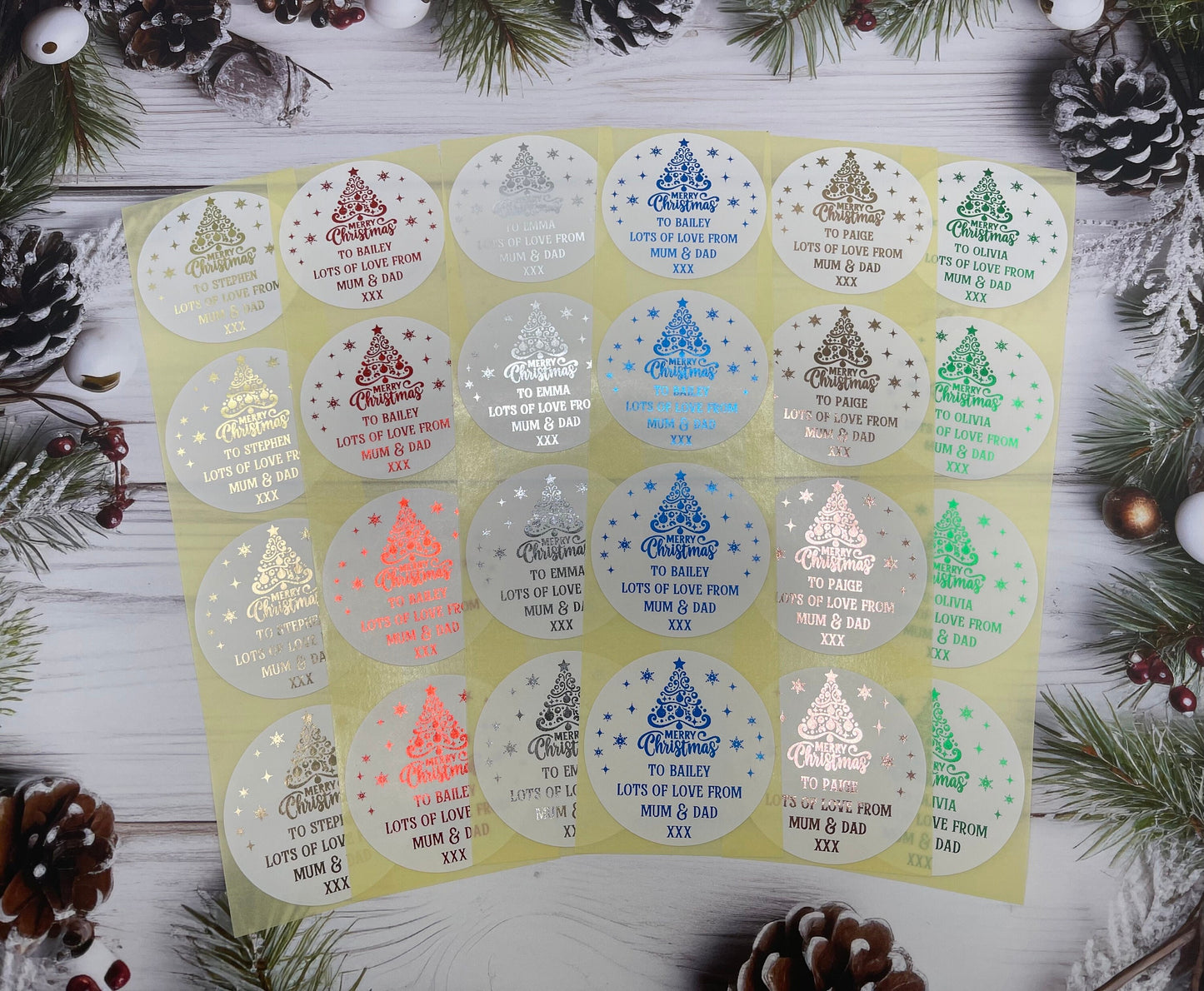 Personalised Merry Christmas stickers