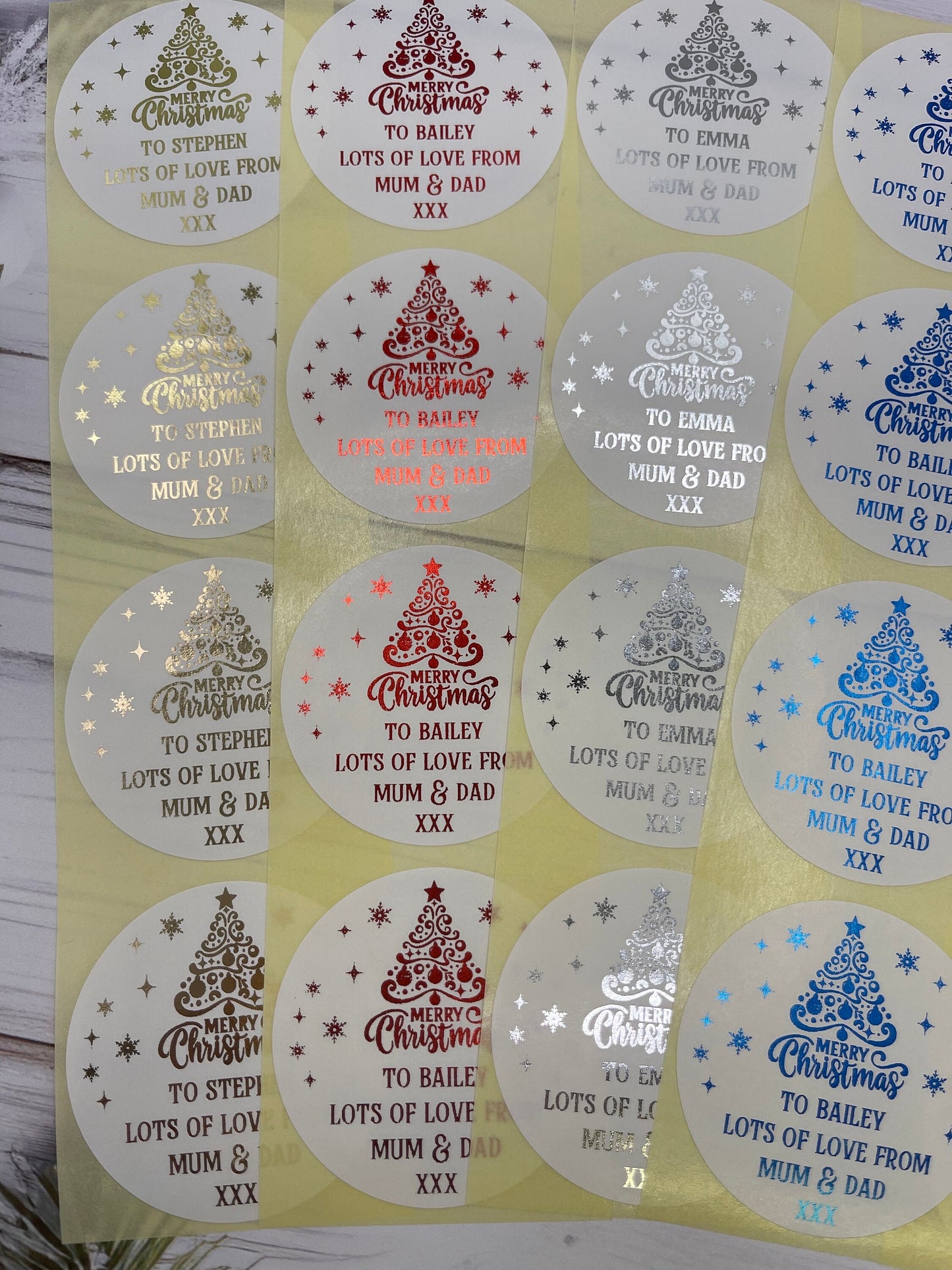 Personalised Merry Christmas stickers
