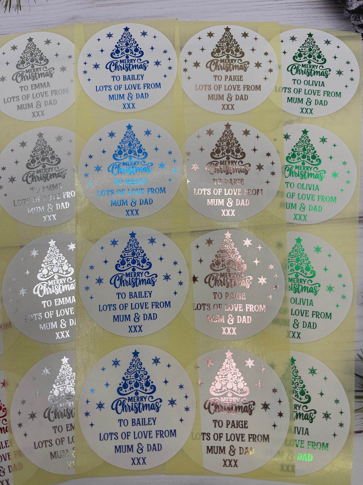 Personalised Merry Christmas stickers