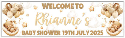 Sleeping Bear Baby Shower Banner Personalised with name and date