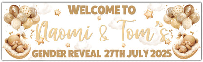 Sleeping Bear Gender Reveal Banner Personalised with name and date