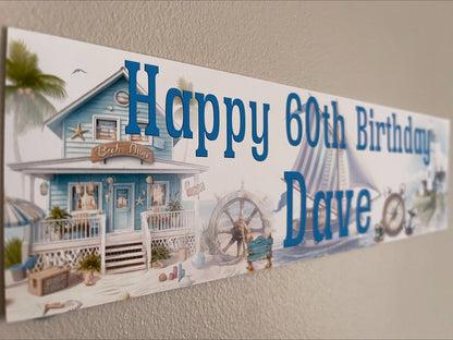 Nautical Birthday banner personalised with name and age