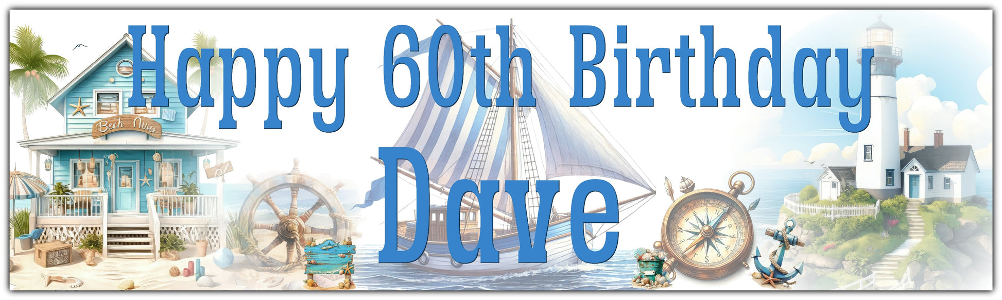 Nautical Birthday banner personalised with name and age