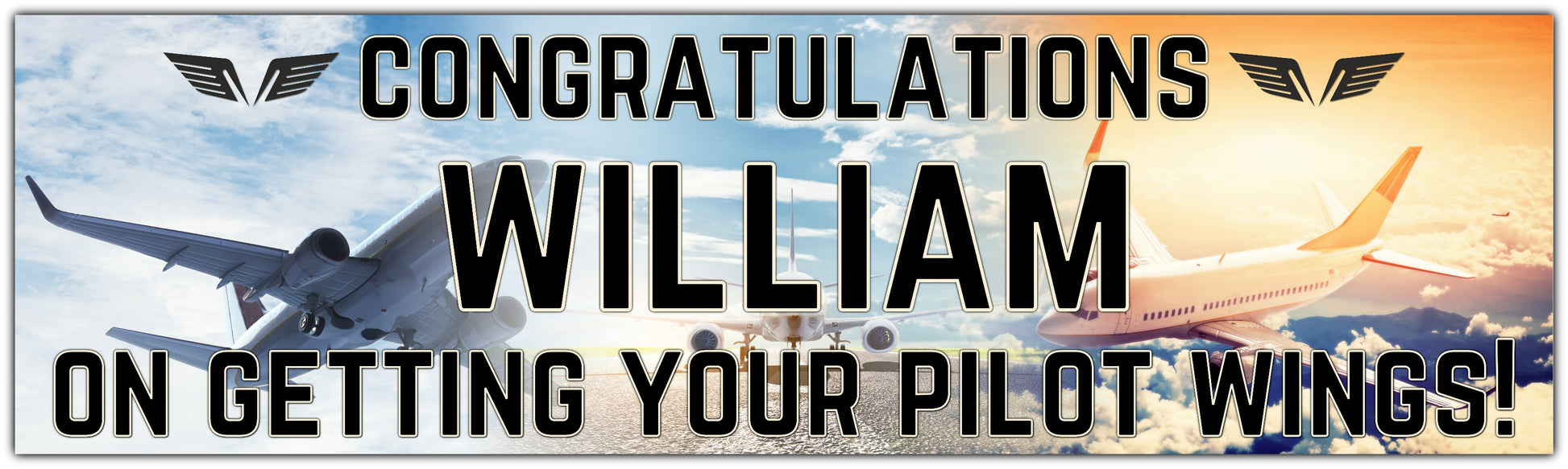 Pilot Congratulations Celebration Banner personalised with name