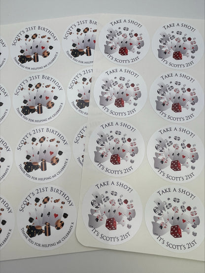 Casino Personalised Birthday Stickers
