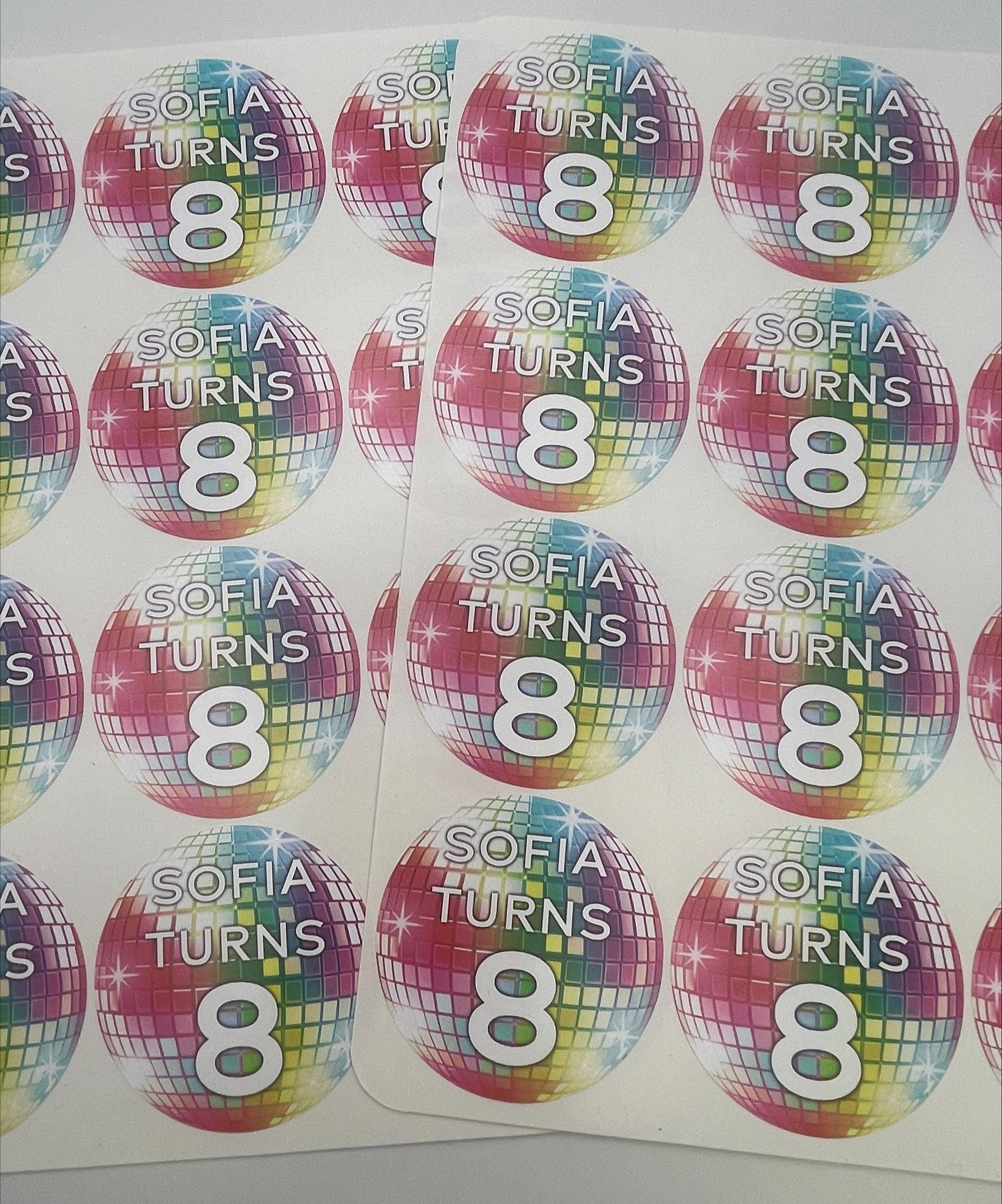 Disco Ball Birthday Stickers Rainbow