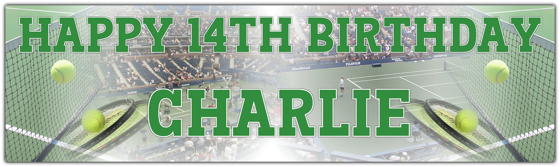 Tennis Birthday Banner personalised with name and age