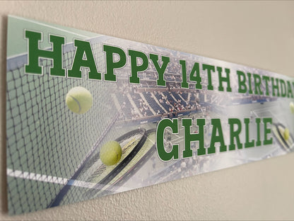Tennis Birthday Banner personalised with name and age