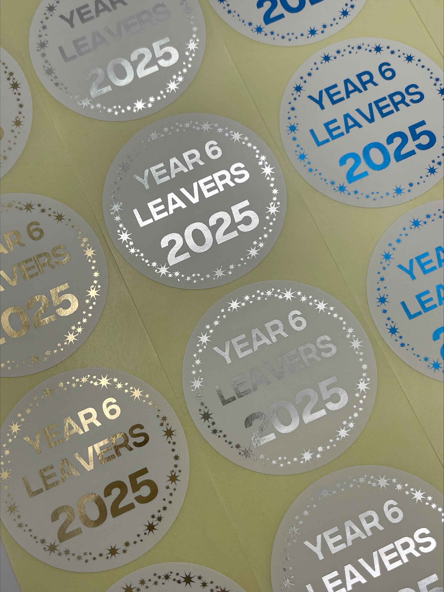 Year 6 Leavers Stickers foiled in a colour of your Choice