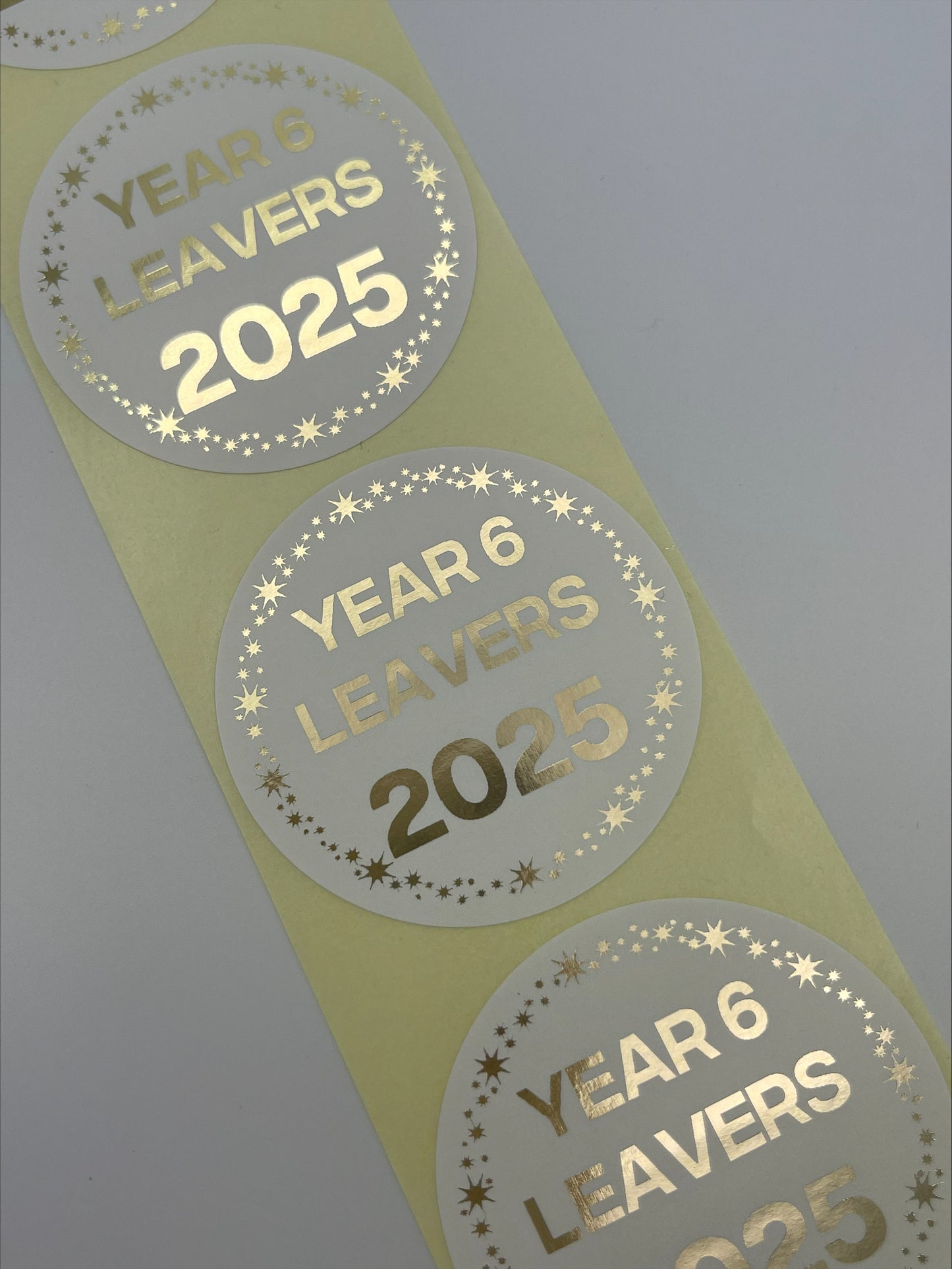 Year 6 Leavers Stickers foiled in Metallic Gold