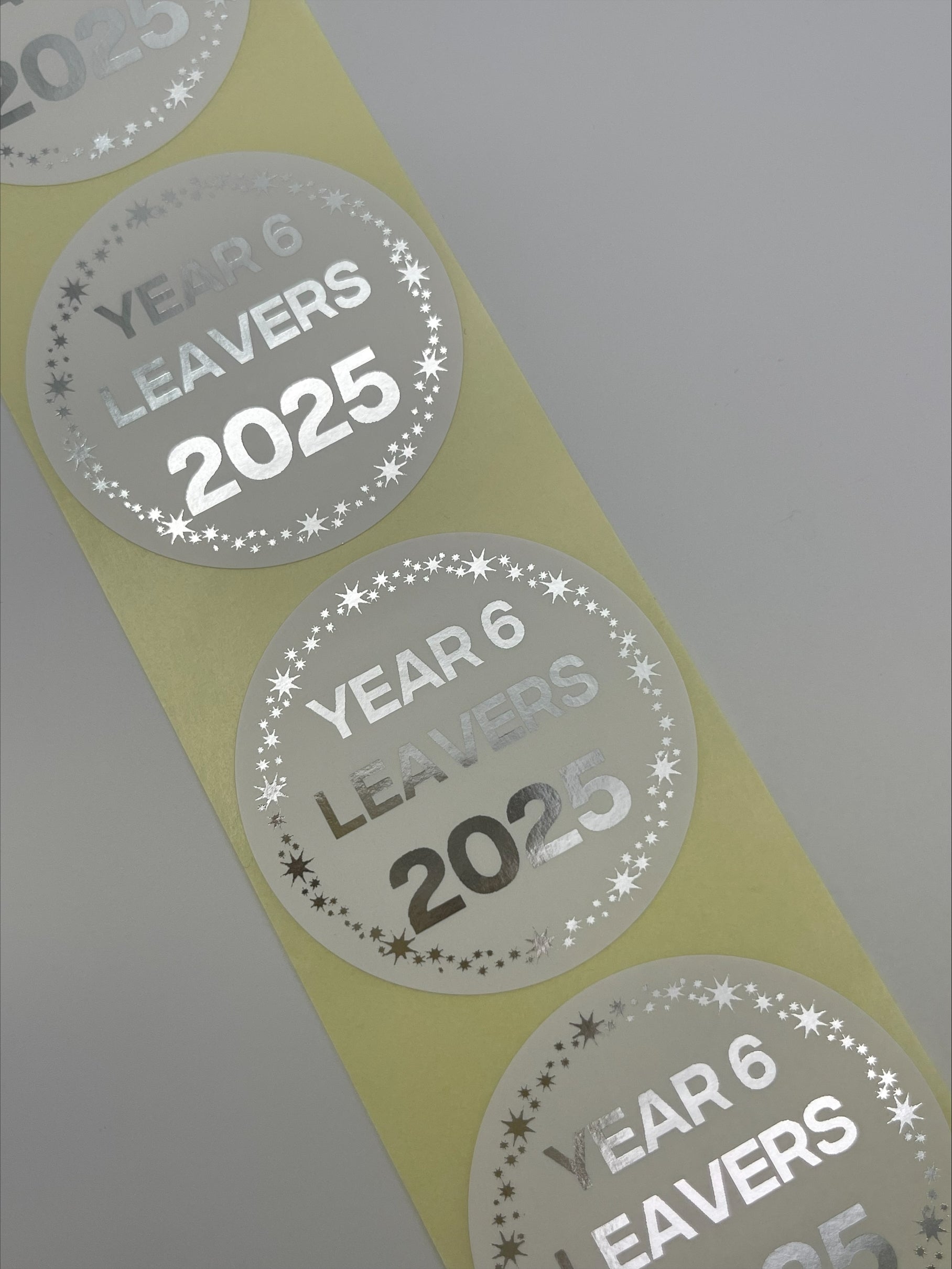 Year 6 Leavers Stickers foiled in Metallic Silver