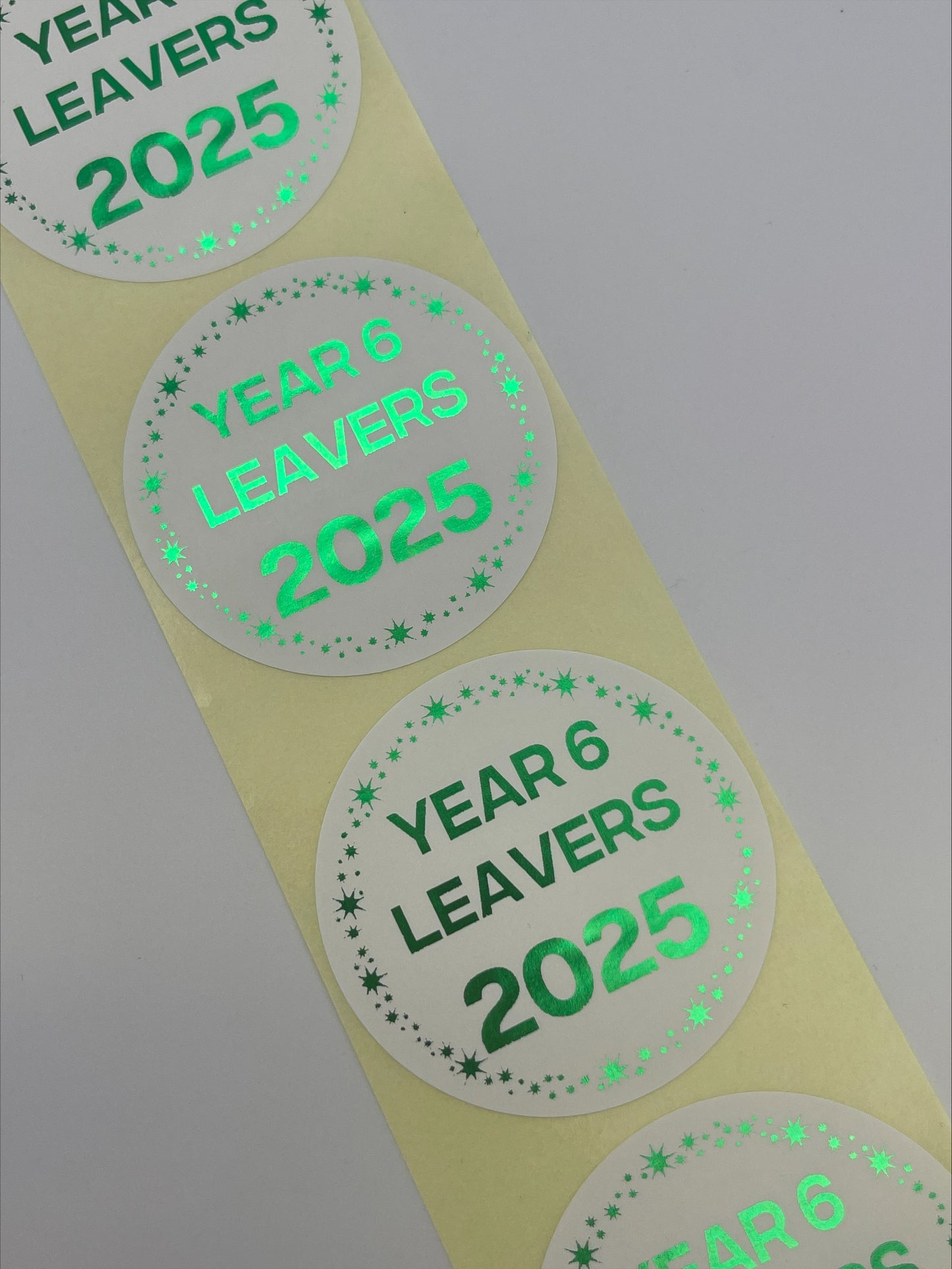 Year 6 Leavers Stickers foiled in Metallic Green